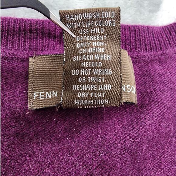 Fenn Wright Manson Sweater Women L Purple Angora Wool Blend Crop Sleeve Cardigan - Picture 5 of 8